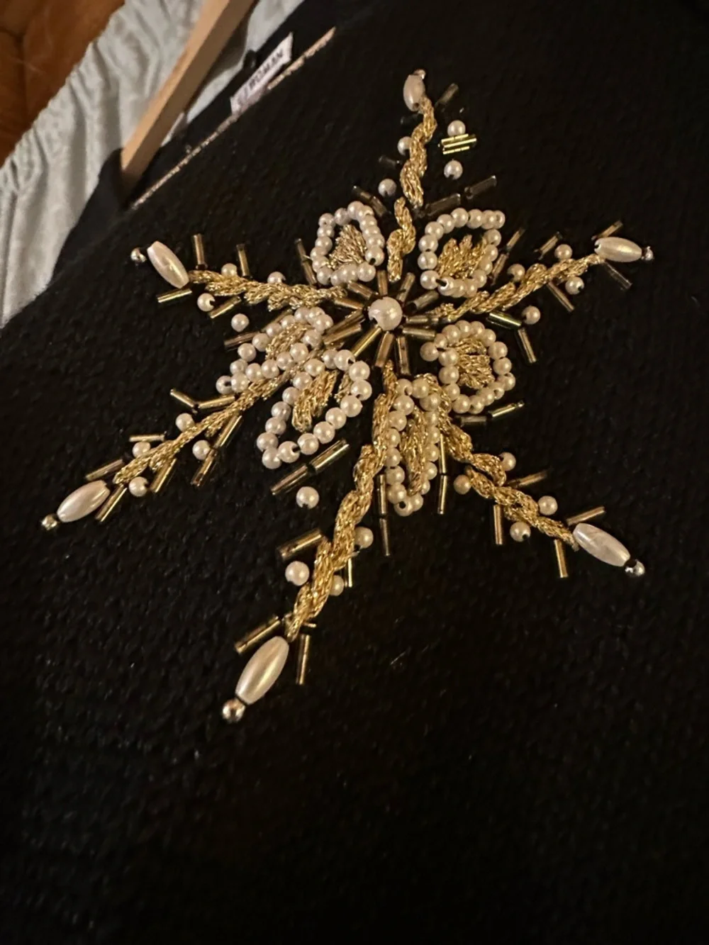 VTG Victoria Jones Woman 1X Holiday Christmas Sweater Beaded Embroidered Pearls - Picture 5 of 5